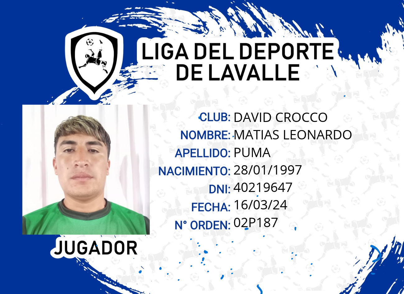 Foto carnet PUMA, MATIAS LEONARDO