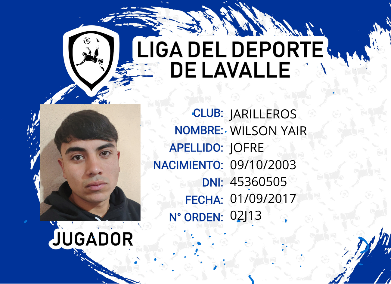 Foto carnet JOFRE, Wilson
