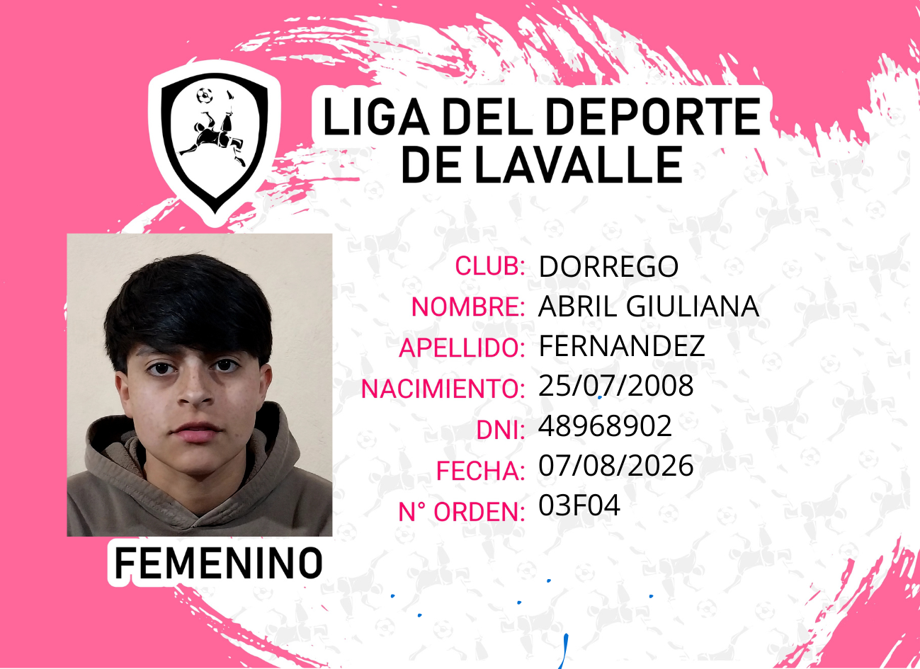 Foto carnet FERNANDEZ, Abril Giuliana