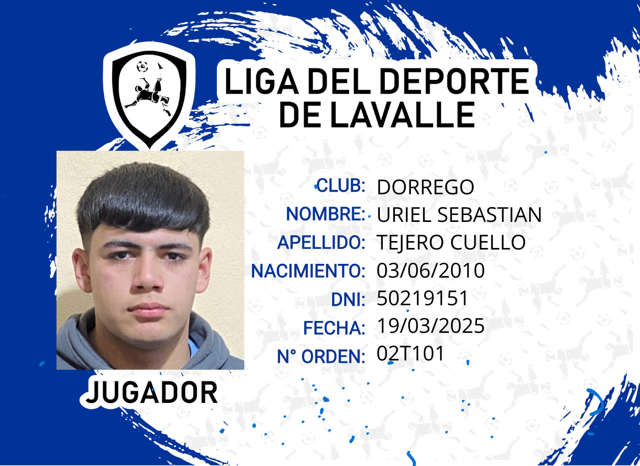 Foto carnet TEJERO CUELLO, URIEL SEBASTIAN