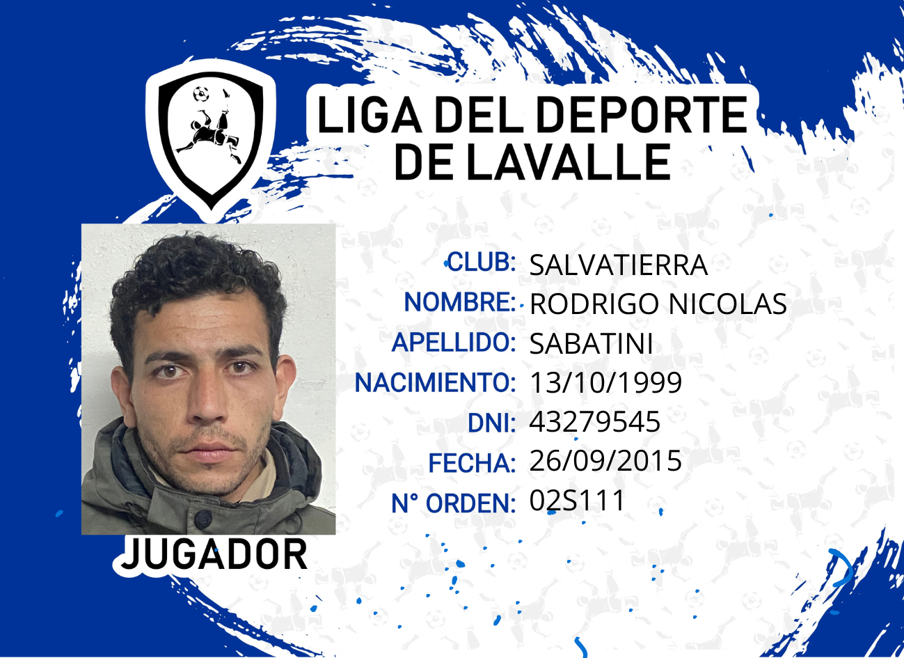 Foto carnet SABATINI RODRIGO NICOLAS 