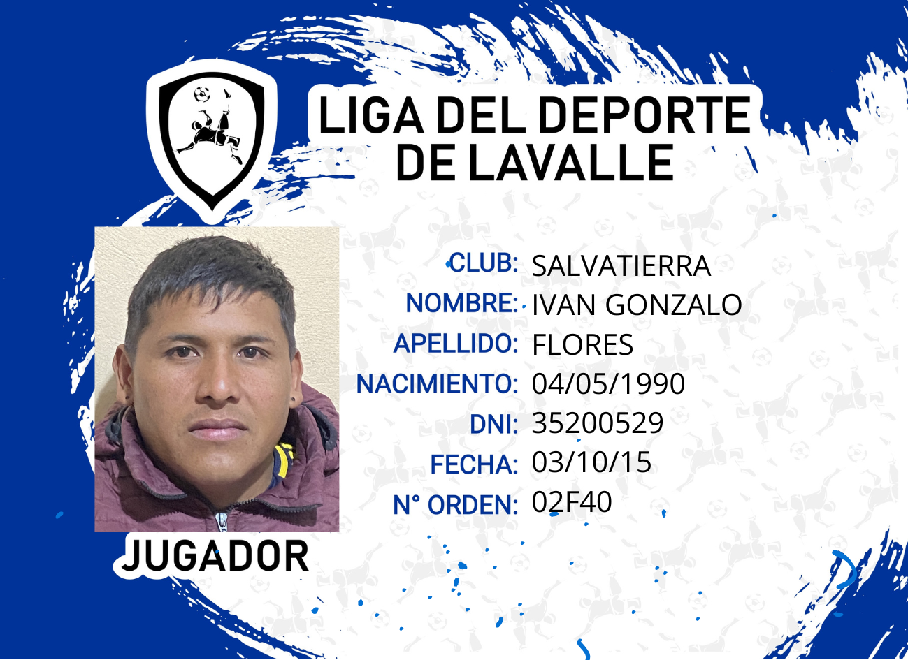 Foto carnet FLORES IVAN GONZALO