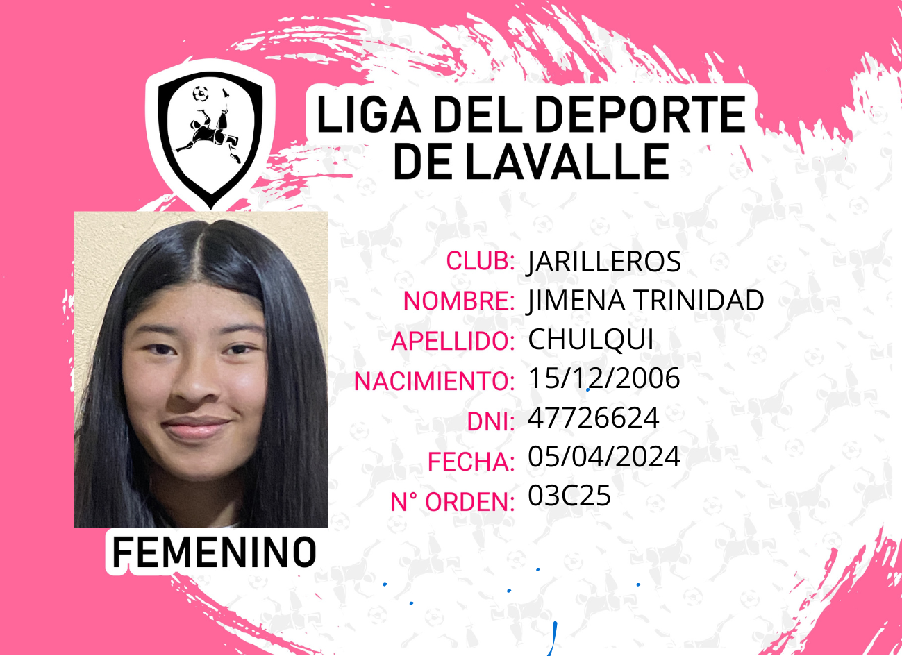 Foto carnet CHULQUI, JIMENA TRINIDAD