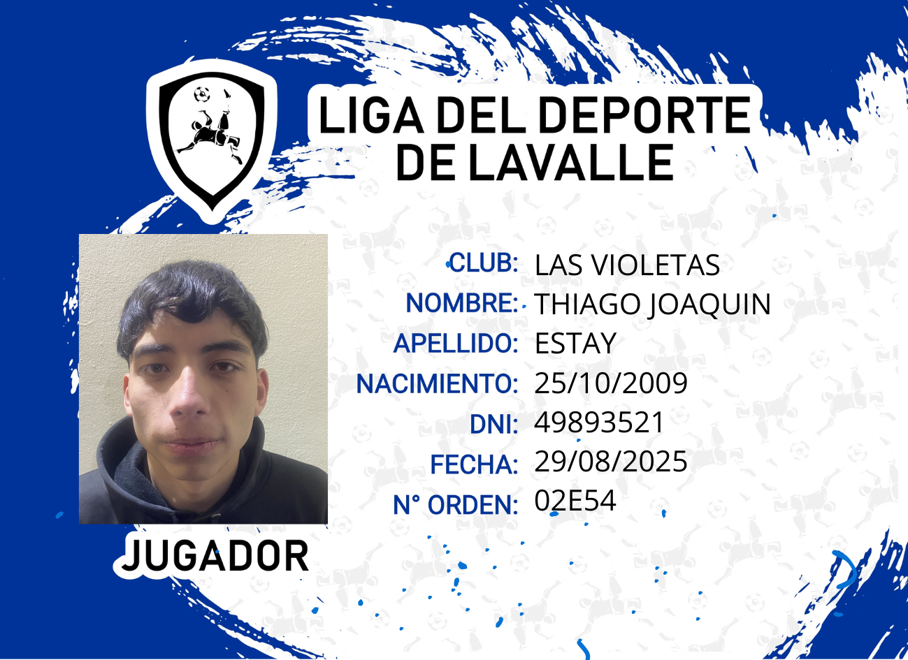Foto carnet ESTAY, THIAGO JOAQUIN