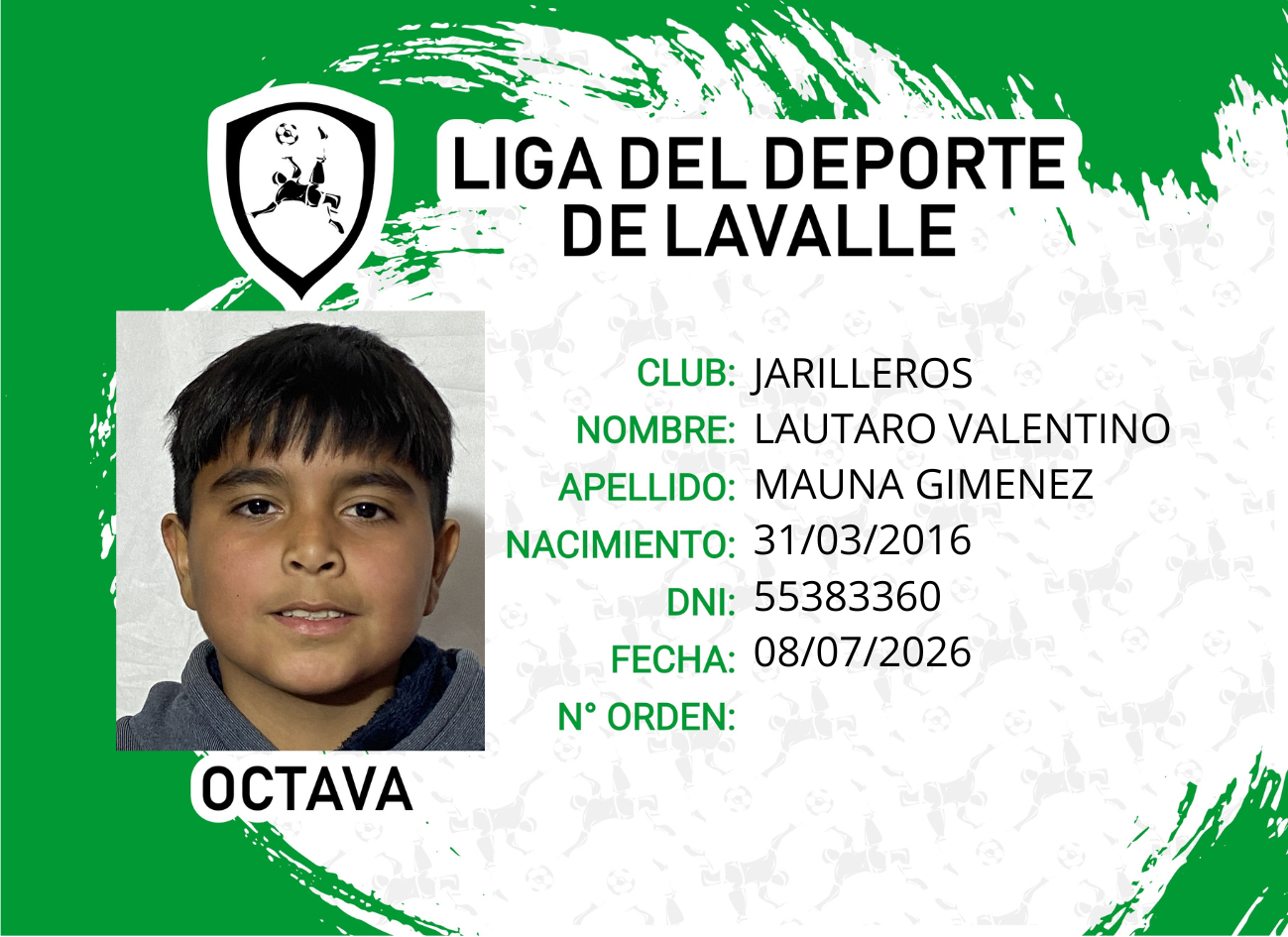 Foto carnet MAUNA GIMENEZ LAUTARO VALENTINO