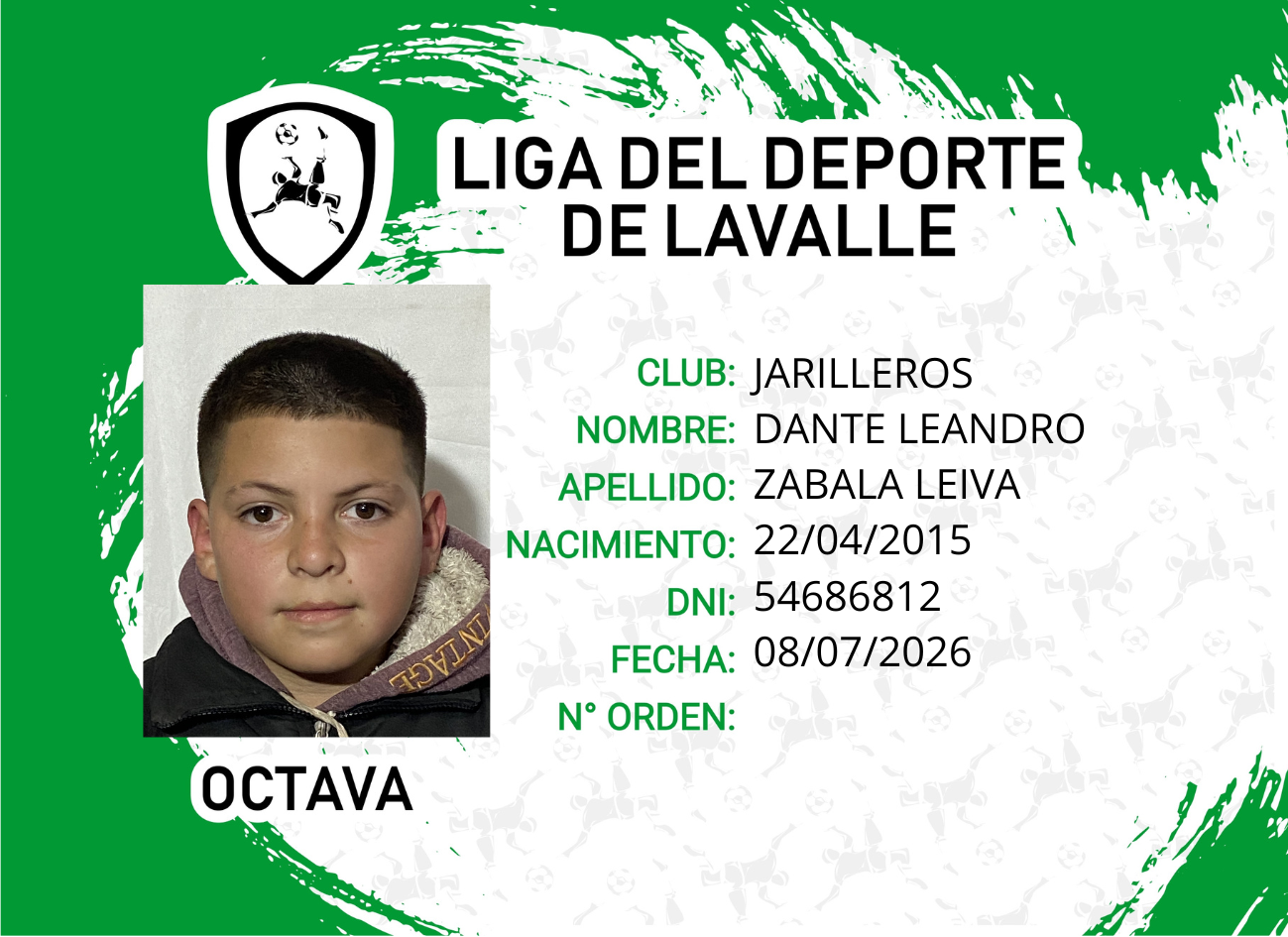 Foto carnet ZABALA LEIVA DANTE LEANDRO